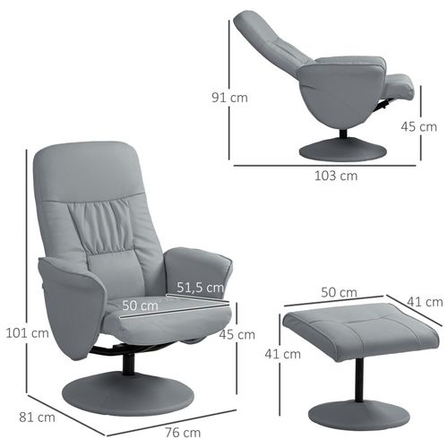 Fauteuil Relax Inclinable Avec Repose-pied Wyatt Gris