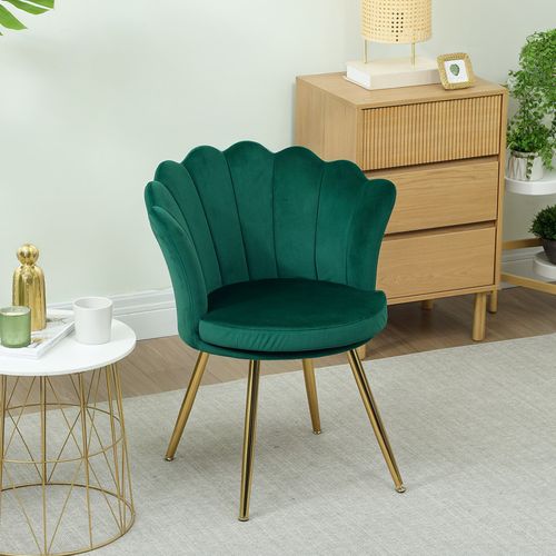 Chaise Design Coquillage Litta Velours Vert