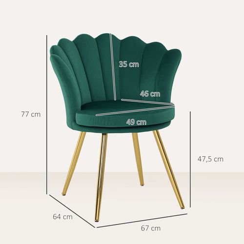Chaise Design Coquillage Litta Velours Vert