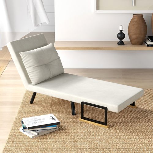 Fauteuil Convertible 3 En 1 Mira Velours Crème Et Bois
