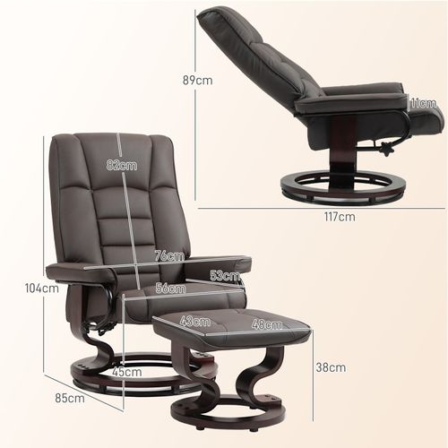Fauteuil Relax Pivotant Avec Repose-pied Dwayne Chocolat