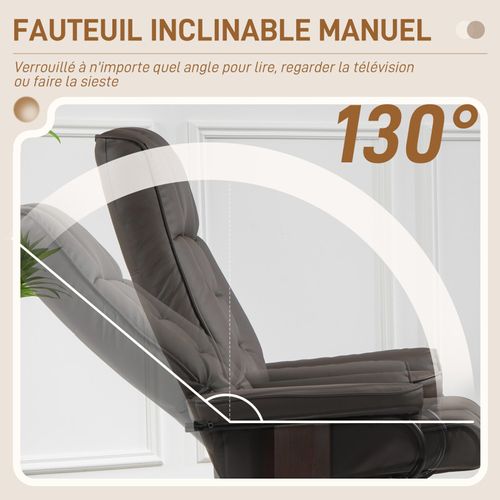 Fauteuil Relax Pivotant Avec Repose-pied Dwayne Chocolat