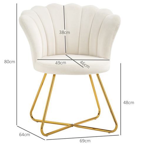 Fauteuil Design Coquillage Bianca Velours Blanc Crème