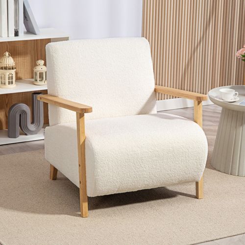 Fauteuil Style Nordique Effet Laine Bouclée Maud Crème