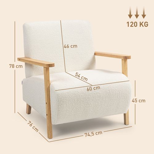 Fauteuil Style Nordique Effet Laine Bouclée Maud Crème
