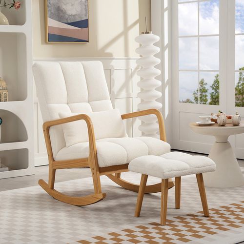 Fauteuil à Bascule Avec Repose-pieds Livia Blanc