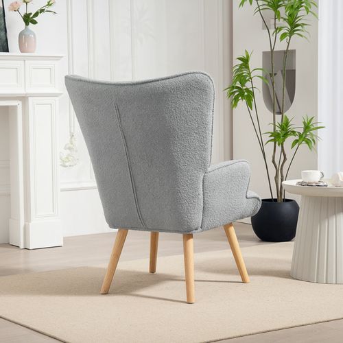Fauteuil Effet Laine Bouclée Carla Gris Clair