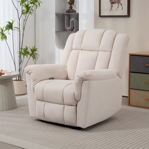Fauteuil Massant Repose-pieds Camelia Velours Chenille Beige