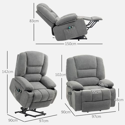 Fauteuil Releveur Électrique Massant Massimo Tissu Gris Foncé