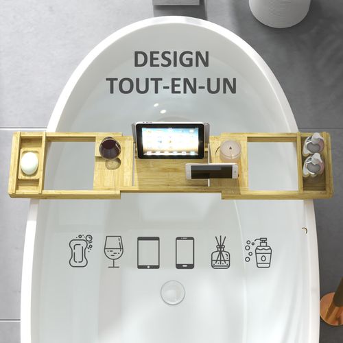 Plateau De Baignoire Extensible 75-109l Cm Isabella Bambou Verni