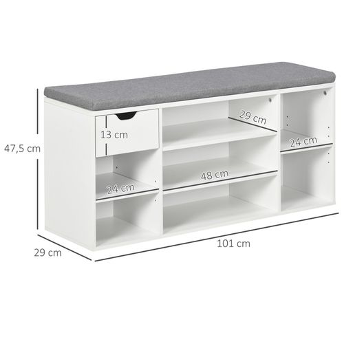 Banc à Chaussures Avec Coussin Lizzo Gris Et Blanc