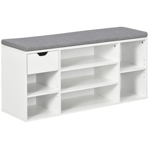Banc à Chaussures Avec Coussin Lizzo Gris Et Blanc