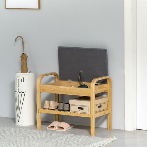 Banc à Chaussures Amila Bambou Et Gris