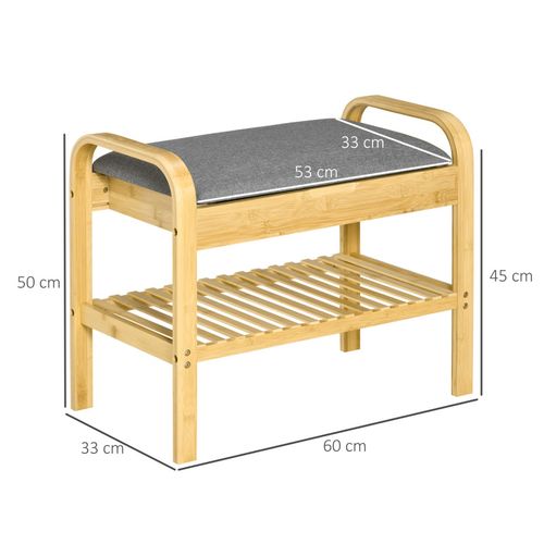 Banc à Chaussures Amila Bambou Et Gris