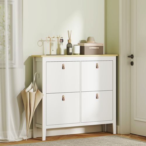 Meuble à Chaussures Ines Aspect Chêne Et Blanc