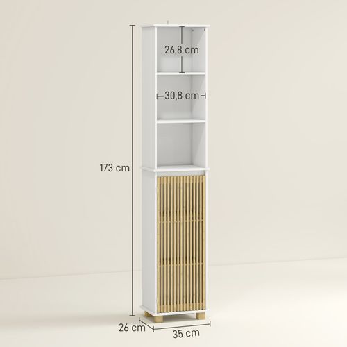 Colonne Salle De Bain Lodovico Bambou Et Blanc