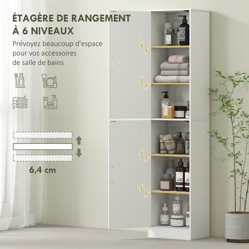 Colonne Salle De Bain 2 Portes Giuliano Effet Bois Blanc