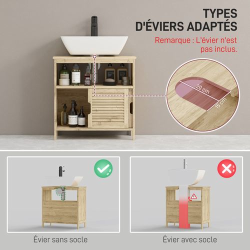 Meuble Sous Vasque Style Cosy Naturel Oreo Bambou Verni