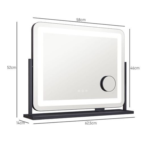 Miroir Lumineux LED 3 Modes D'éclairage Lumea Port Charge USB