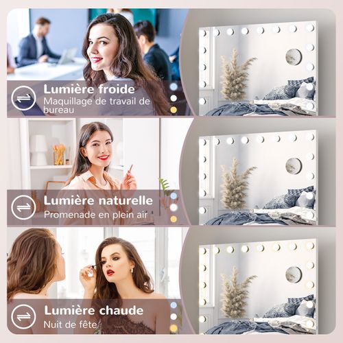 Miroir Maquillage Hollywood LED Réglable USB Bella Blanc