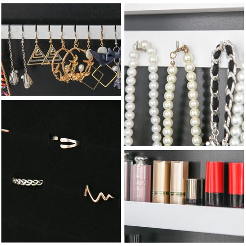 Miroir LED Armoire à Bijoux Sur Pied Callista Blanc