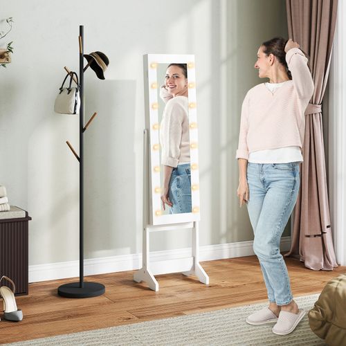 Miroir LED Armoire à Bijoux Sur Pied Callista Blanc