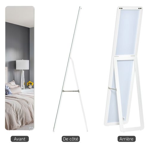 Miroir Sur Pied Et Mural Rectangulaire Lios Bois Blanc