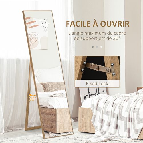 Miroir Sur Pied Rectangulaire 147h X 40l Cm Erynos Aspect Bois
