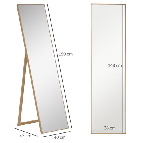 Miroir Sur Pied Rectangulaire 147h X 40l Cm Erynos Aspect Bois