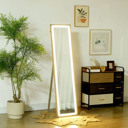 Grand Miroir LED 40 X 160 Cm Sergio Effet Bois Gris