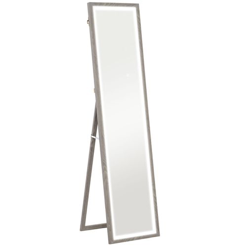 Grand Miroir LED 40 X 160 Cm Sergio Effet Bois Gris