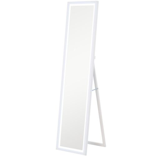 Grand Miroir LED 40 X 160 Cm Fabio Effet Bois Blanc