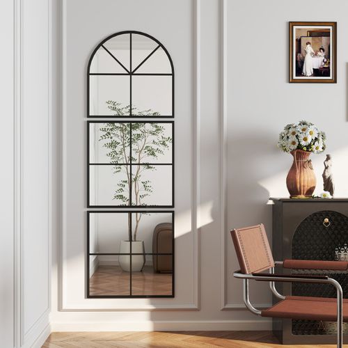 284 Miroir Atelier Triptyque 60x180 Cm Style Verrière Lucenzo Noir