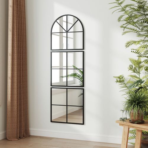 284 Miroir Atelier Triptyque 60x180 Cm Style Verrière Lucenzo Noir