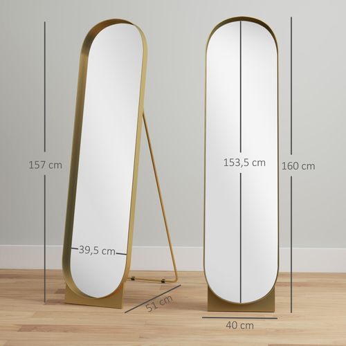Miroir Sur Pied Design Métal 40 X 160 Cm Flyp Doré