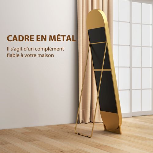 Miroir Sur Pied Design Métal 40 X 160 Cm Flyp Doré