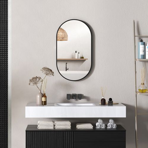 Miroir Mural Ovale 40l X 70h Cm Iris Noir