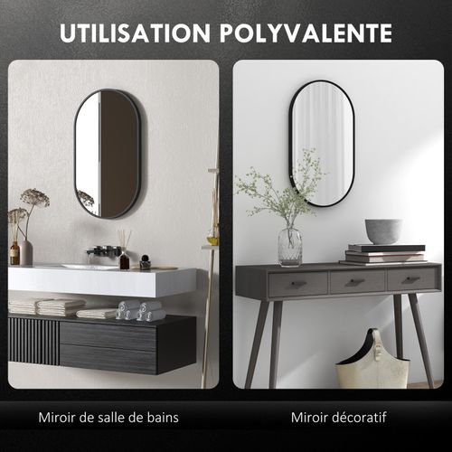 Miroir Mural Ovale 40l X 70h Cm Iris Noir