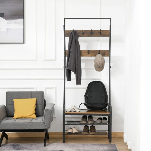 Vestiaire D'entrée Style Industriel 8 Patères Hektor Acajou