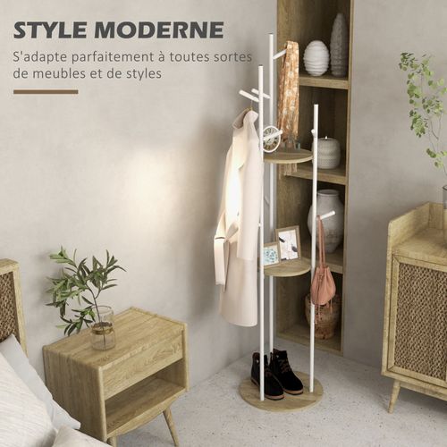 Porte-manteau Design Branches Branchy Aspect Chêne Et Blanc