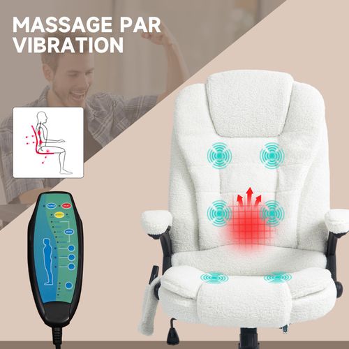 Fauteuil De Bureau Direction Massant Chauffant Lachlan Blanc