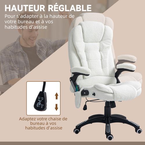 Fauteuil De Bureau Direction Massant Chauffant Lachlan Blanc