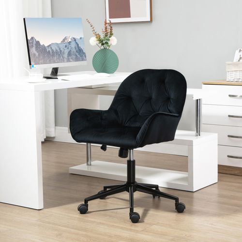 Chaise De Bureau Velours Design Chesterfield Beneditta Noir
