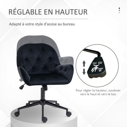 Chaise De Bureau Velours Design Chesterfield Beneditta Noir
