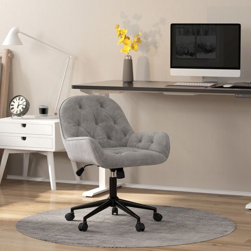 Chaise De Bureau Velours Design Chesterfield Beatta Gris Clair