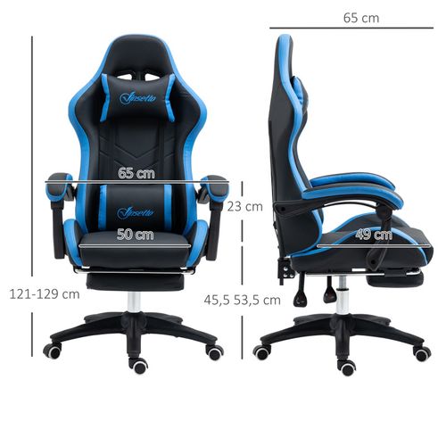 Chaise Gaming De Bureau Inclinable Varetta Noir Et Bleu