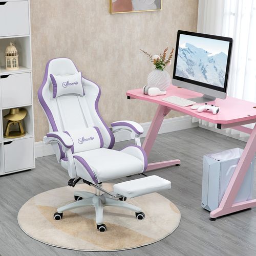 Chaise De Bureau Gaming Inclinable Vino Blanche Et Mauve