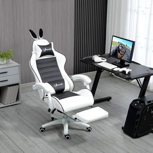 Chaise Gaming Inclinable Repose-pieds Caretto Noire Et Blanche