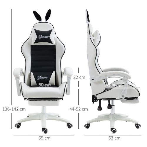 Chaise Gaming Inclinable Repose-pieds Caretto Noire Et Blanche