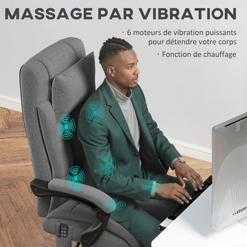 Chaise De Bureau Massante Et Chauffante Lovitto Grise